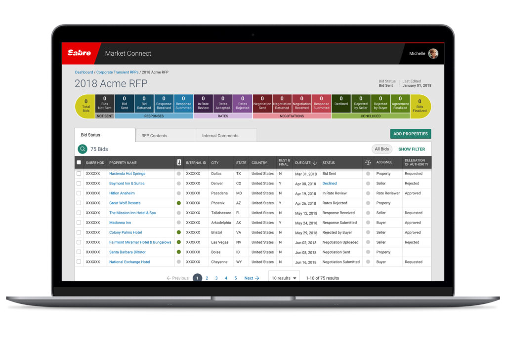 The RFP management tool allows suppliers to track proposals both internally and externally